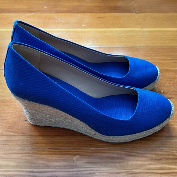 J. Crew Shoes - J. Crew Seville Wedge Espadrille Blue Canvas Size 9